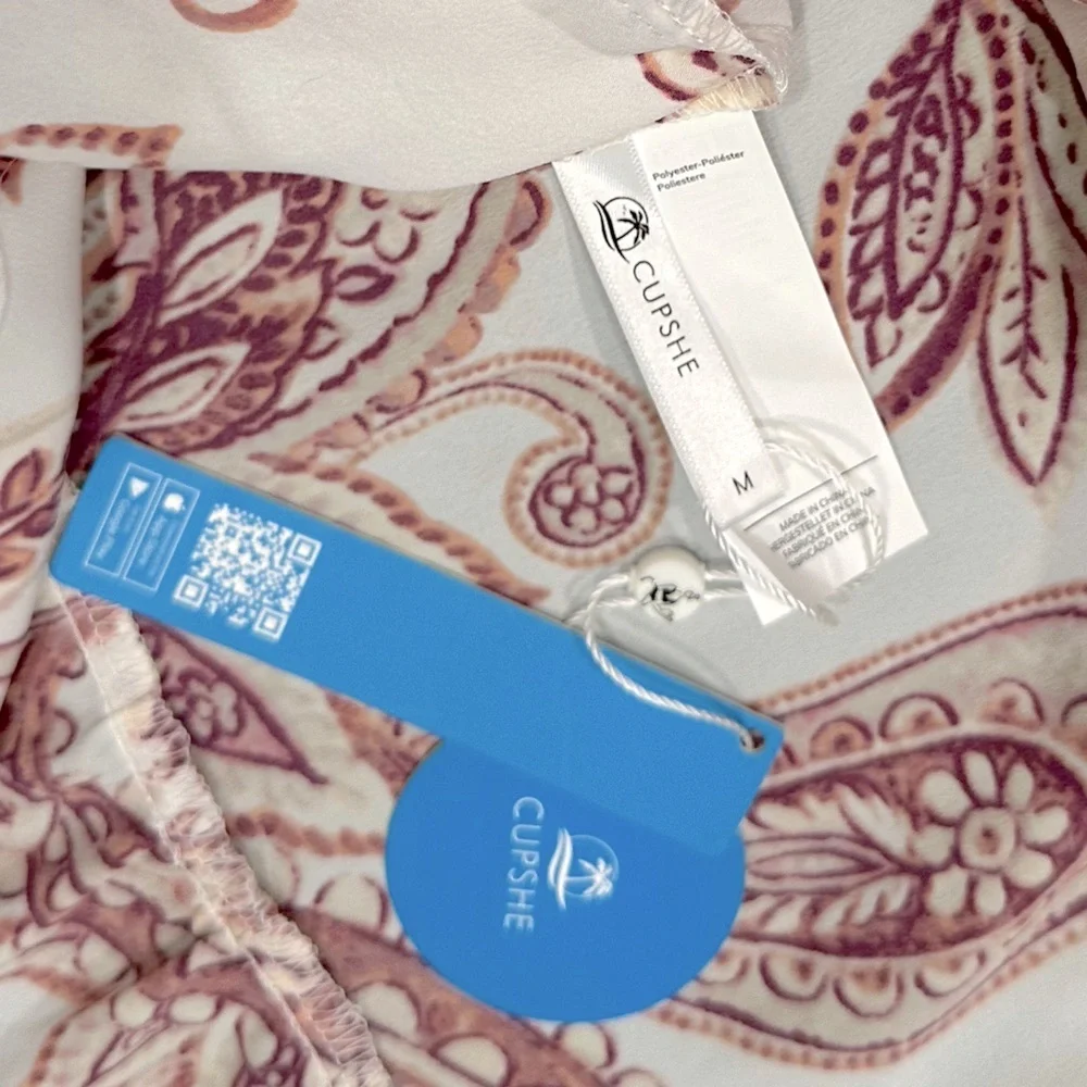 New! Cupshe Boho Mini Dress Paisley Print Size Medium - Picture 13 of 16